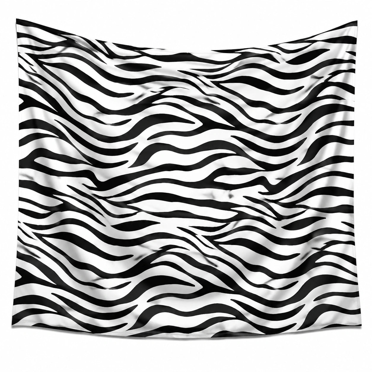 Arazzo da parete 150 x 130 cm in poliestere bianco nero stampa zebrata decorazione sospesa