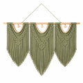 Arazzo da parete 100 x 110 cm in cotone verde salvia con frange stile boho