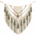 Arazzo da parete in macramè 90 x 100 cm cotone beige e verde stile boho