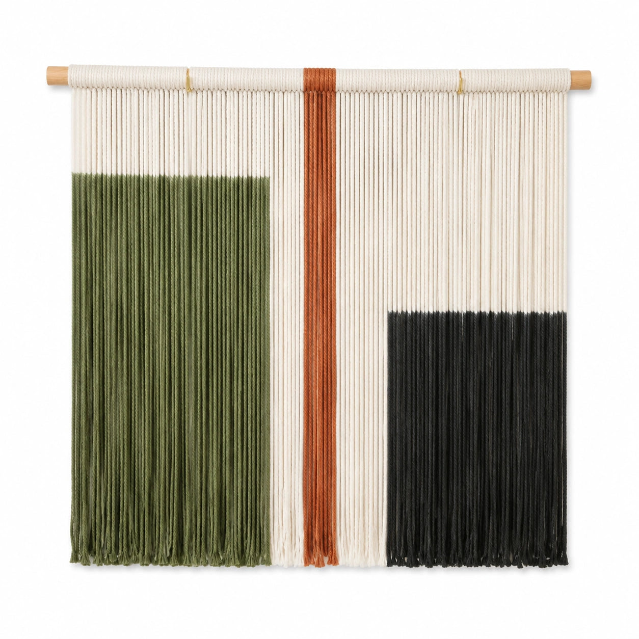 Arazzo da parete 90 x 100 cm in cotone multicolore con asta in legno stile moderno