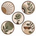 Decorazioni da parete rotonde 30 cm in legno verde e marrone stile botanico