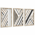 Set 3 decorazioni da parete 30 x 60 cm in legno bianco beige grigio stile geometrico