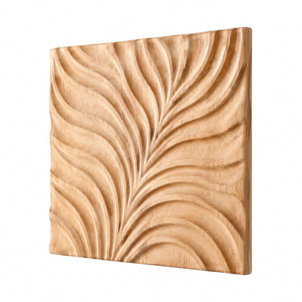 Pannello decorativo da parete 80 x 60 cm in legno naturale con rilievo fogliare